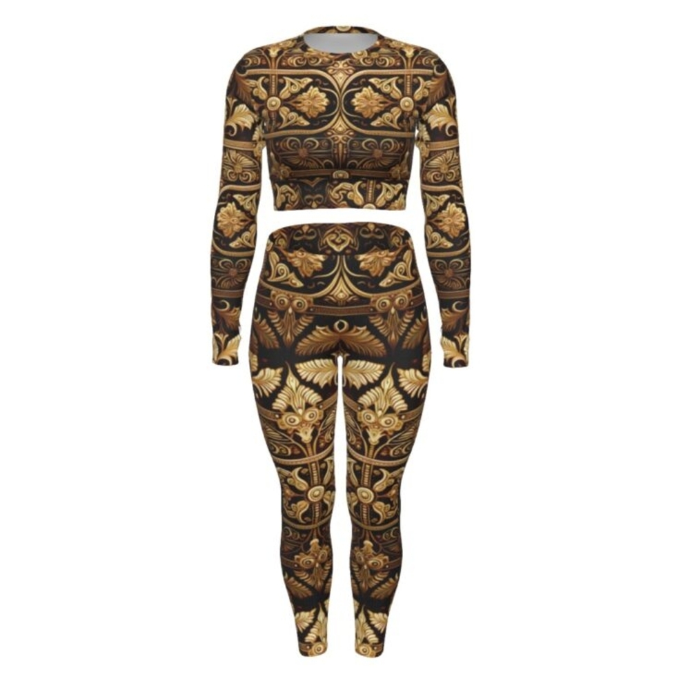 Chic Black and Gold Women's Leggings Set